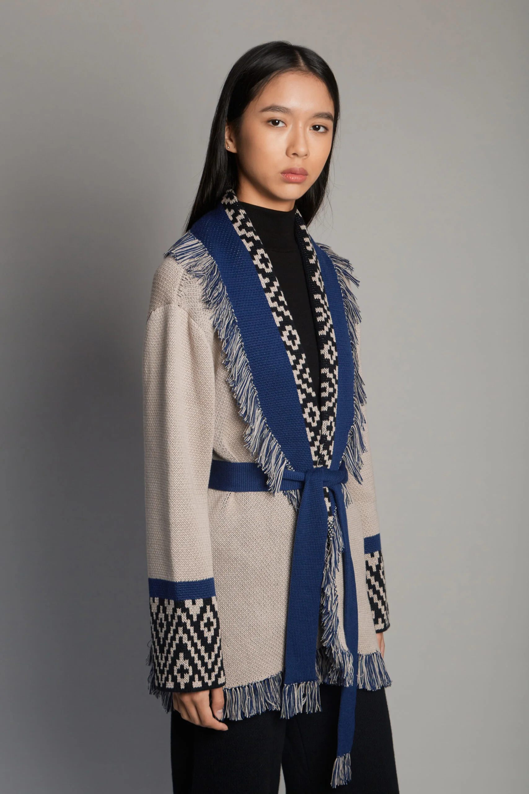 Andén Taupe Belt Cardigan - Image 9