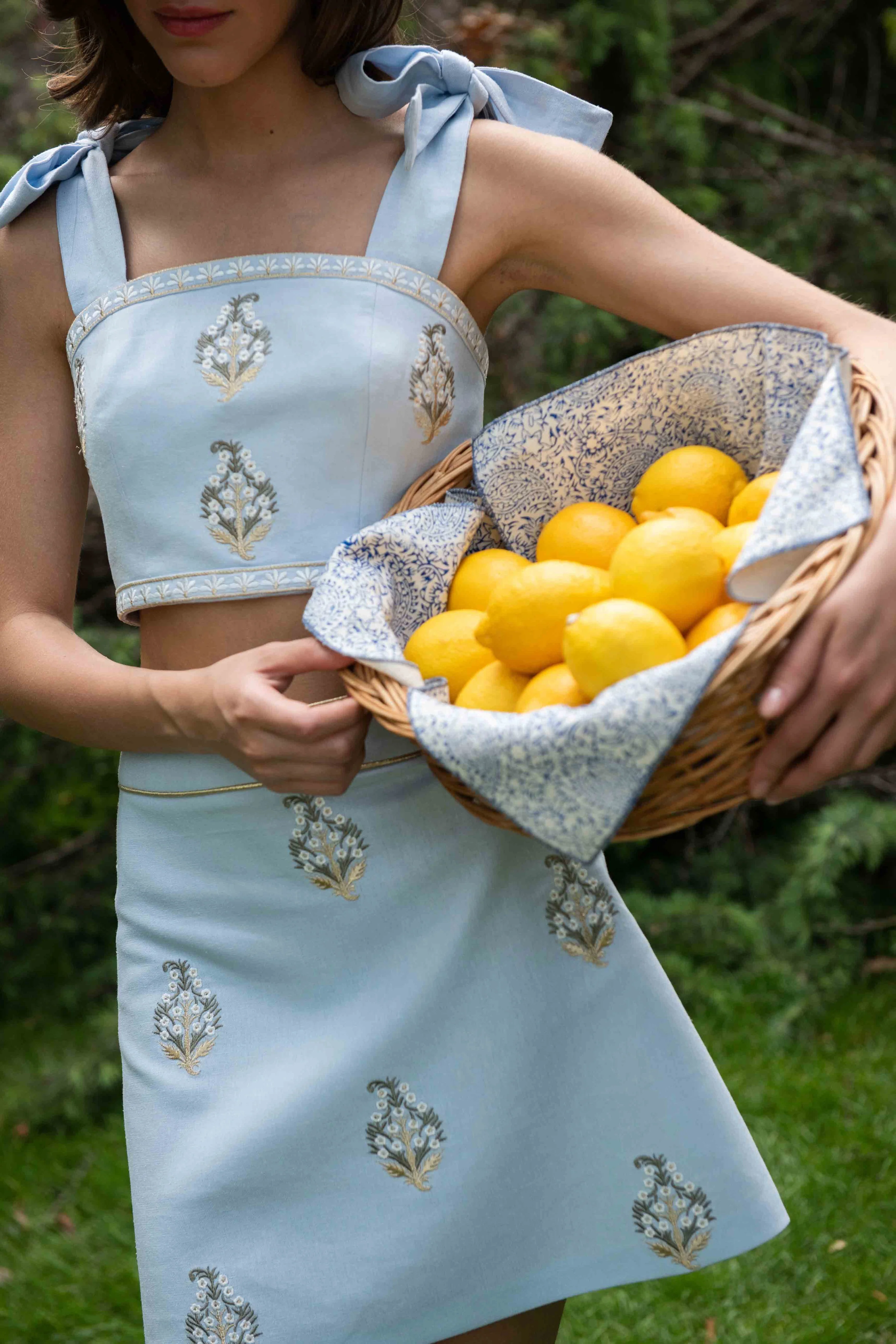 Begum Crop Top - Light Blue & White - Image 5