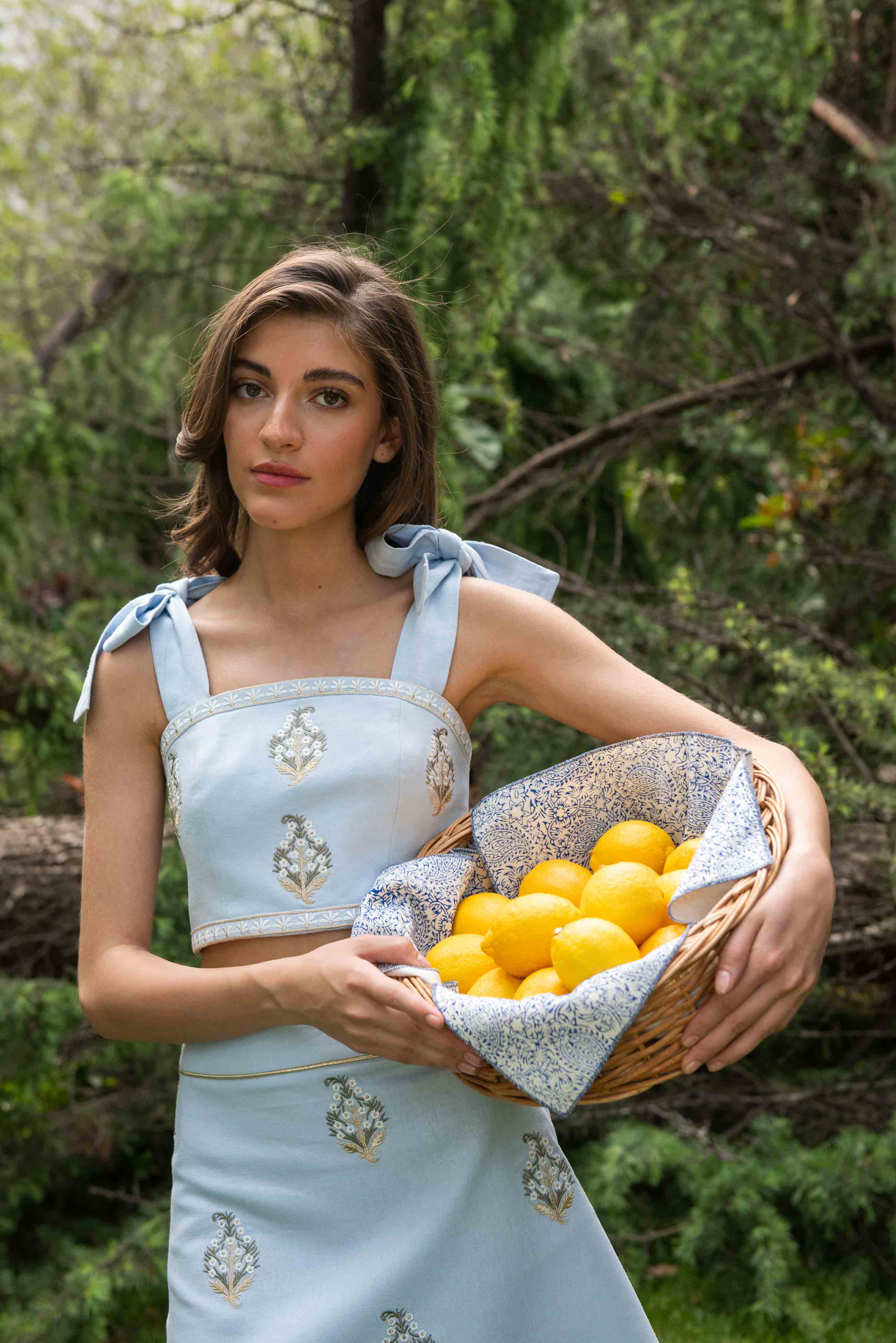 Begum Crop Top - Light Blue & White - Image 7