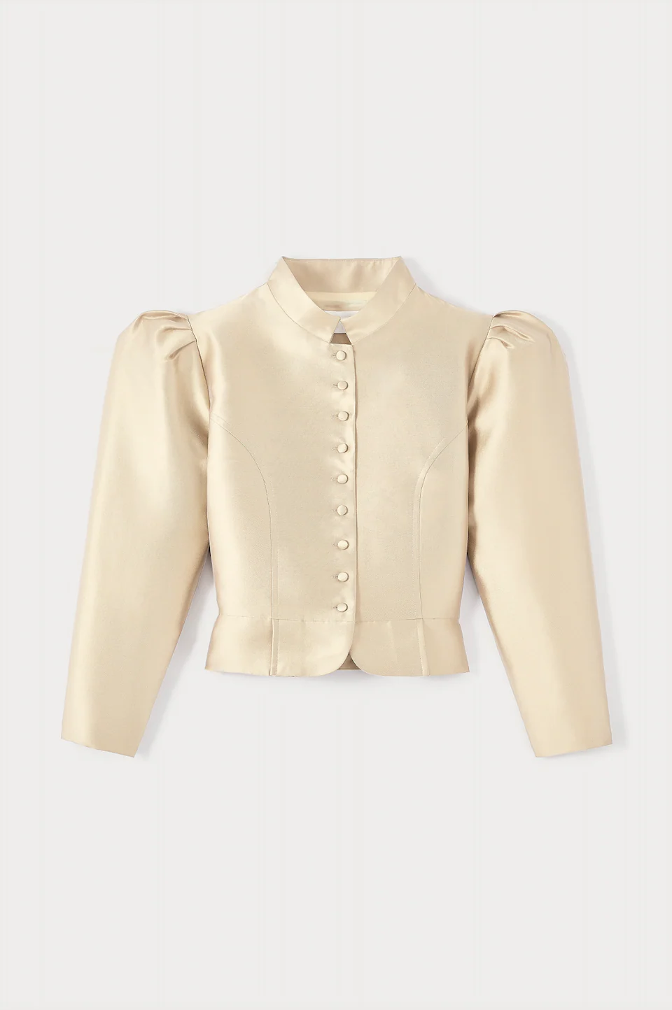 BEIGE Satin Puff Sleeve Jacket - Image 4