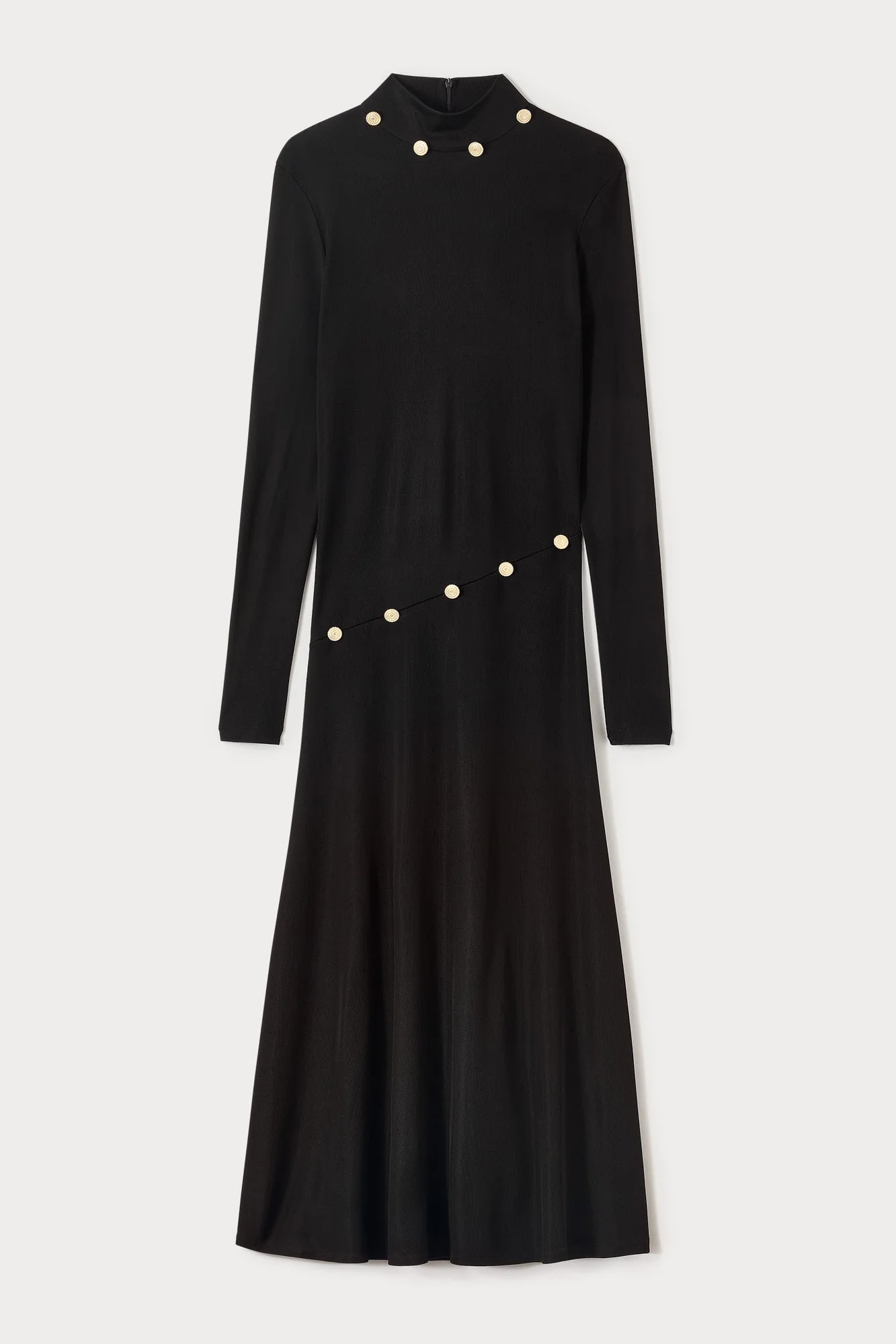 Black Long-Sleeve Dress With Button Details - Image 4