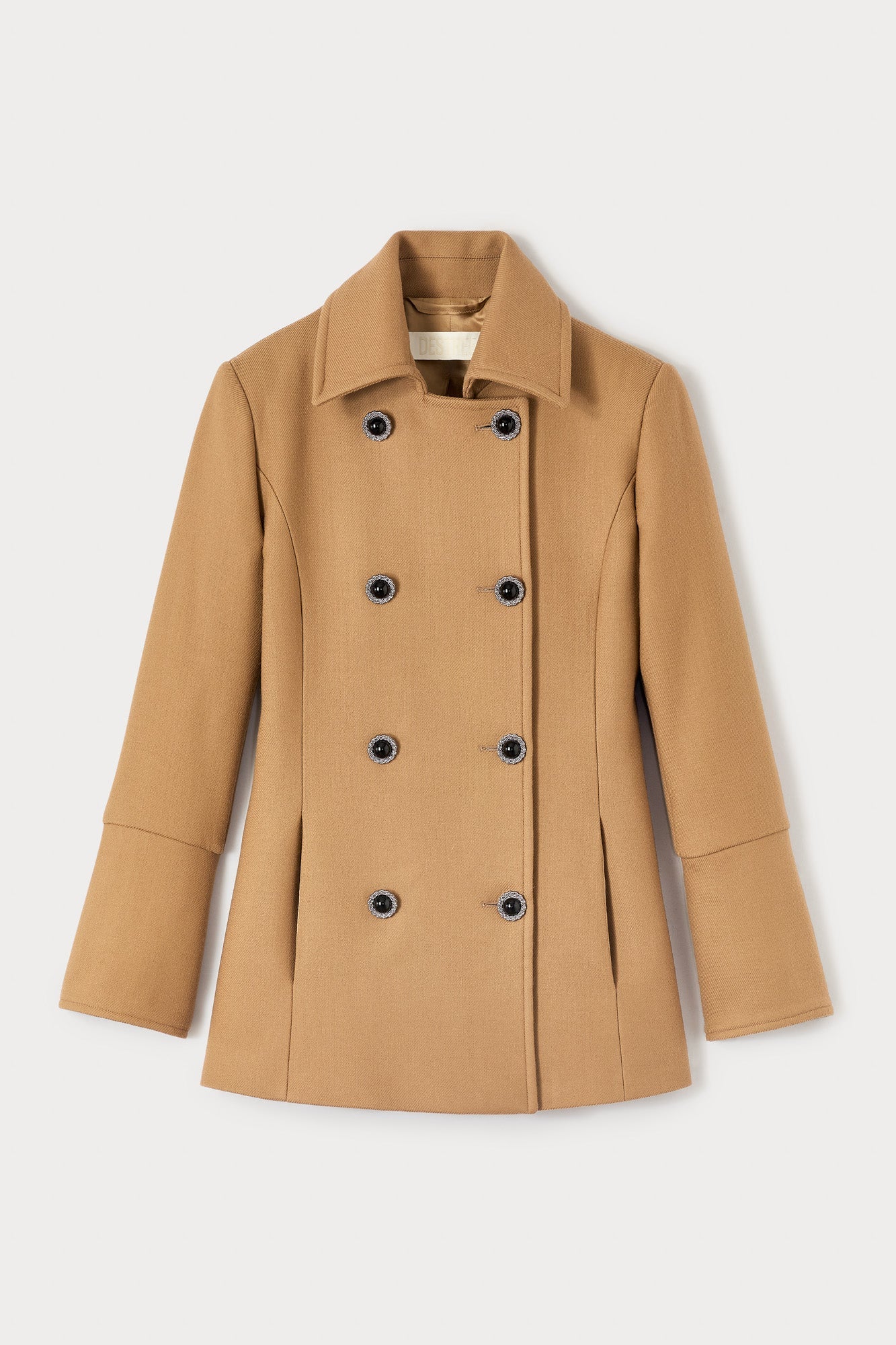 Camel Double-Breasted Twill Coat - Image 5