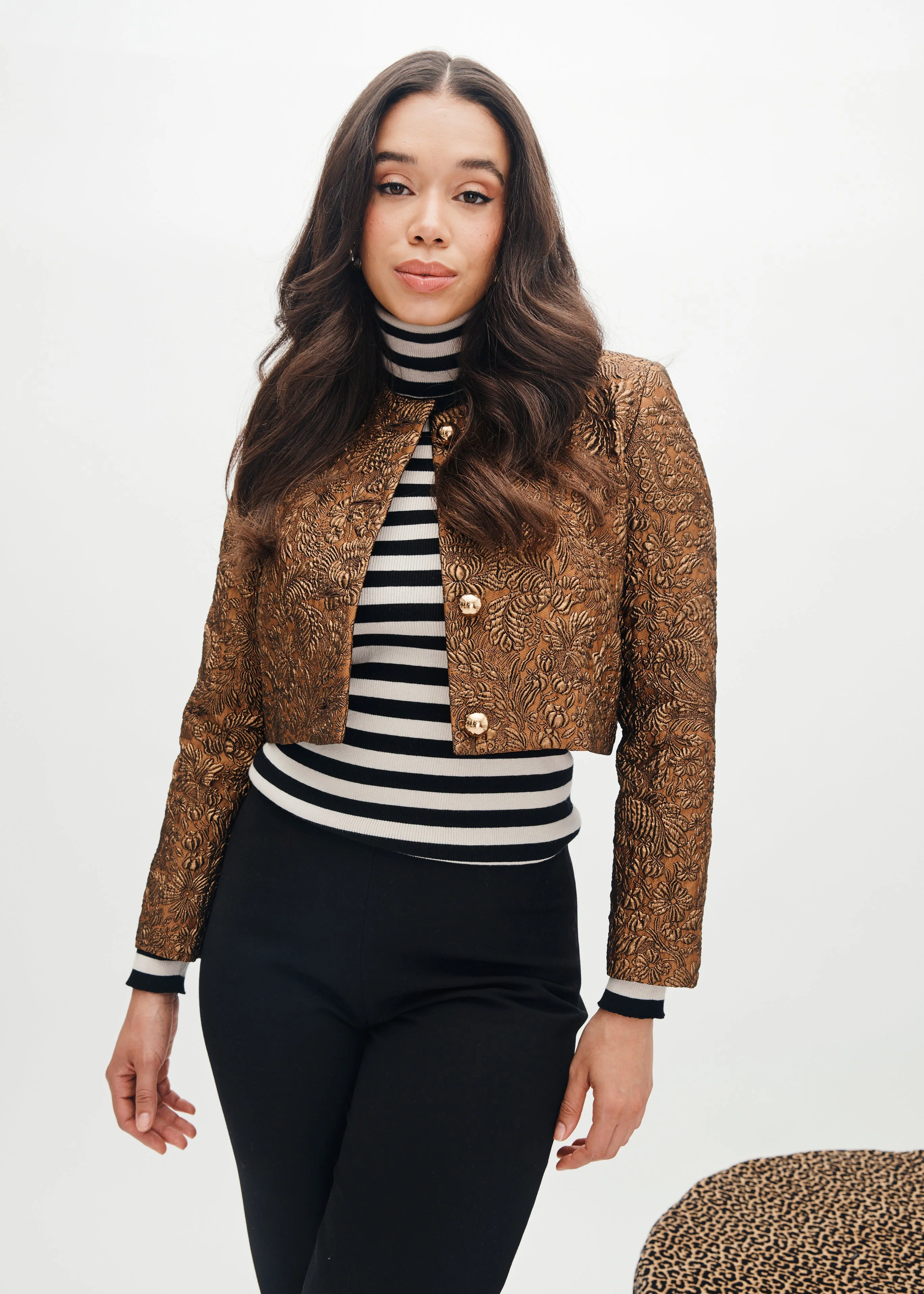 Cecilia Jacket in Bronze Brocade - Image 6