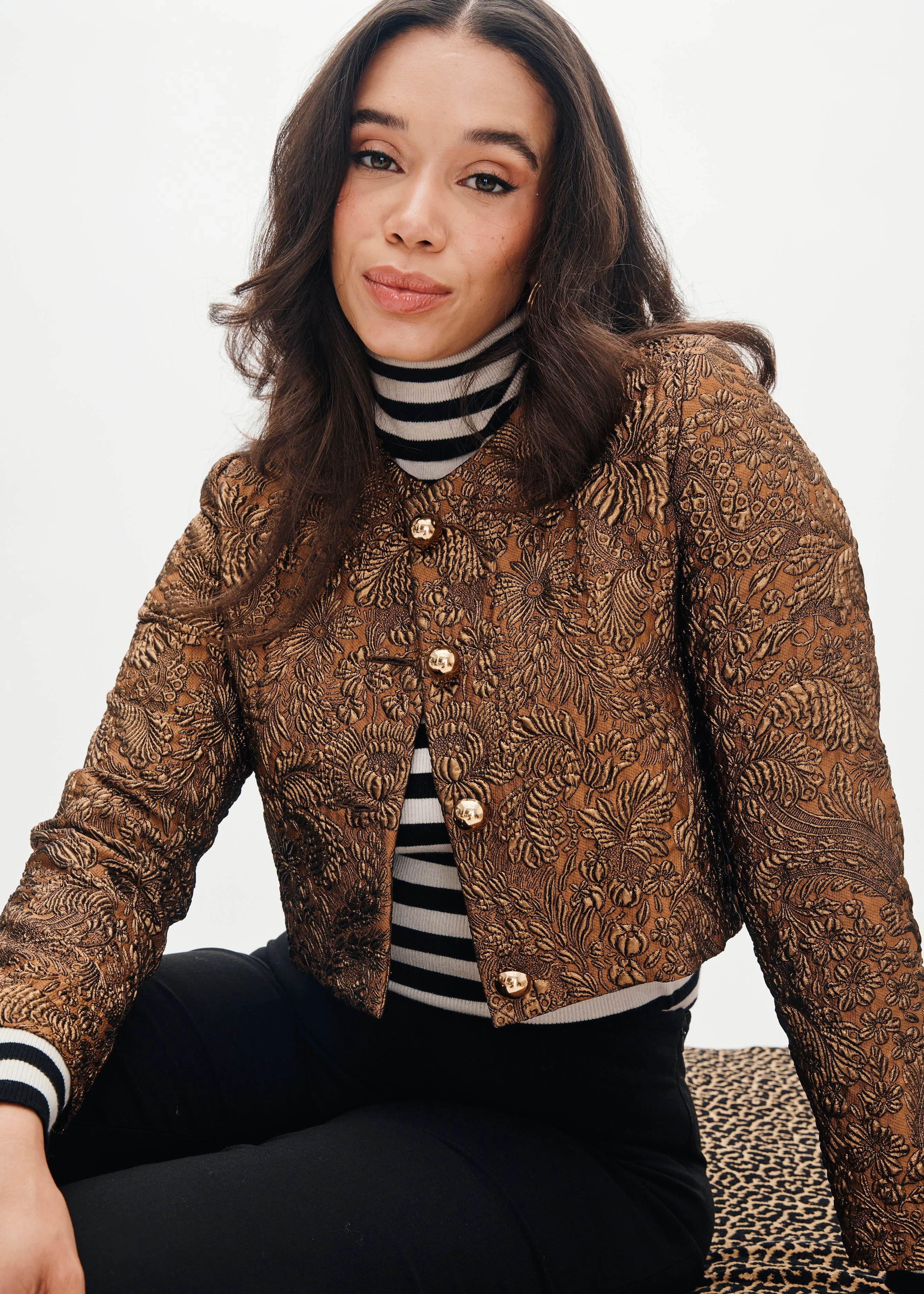 Cecilia Jacket in Bronze Brocade - Image 7