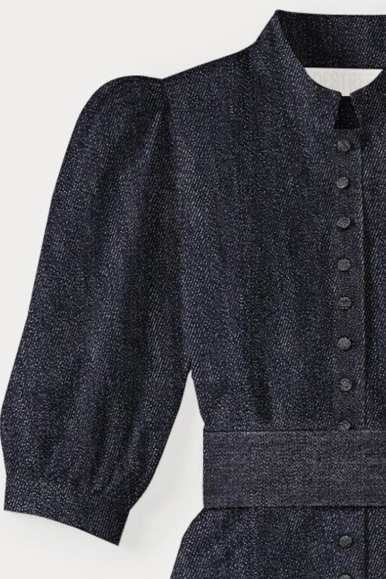 DARK BLUE Denim Puff Sleeve Long Dress - Image 5