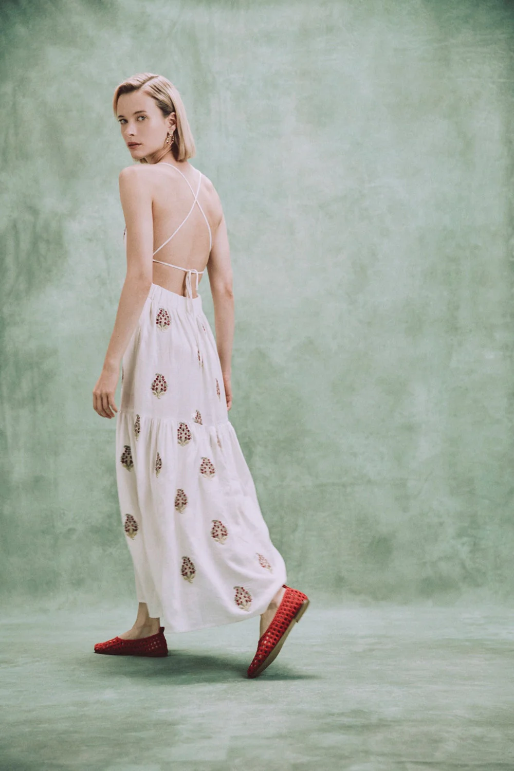 Sarv Maxi Dress - Off White & Red - Image 15