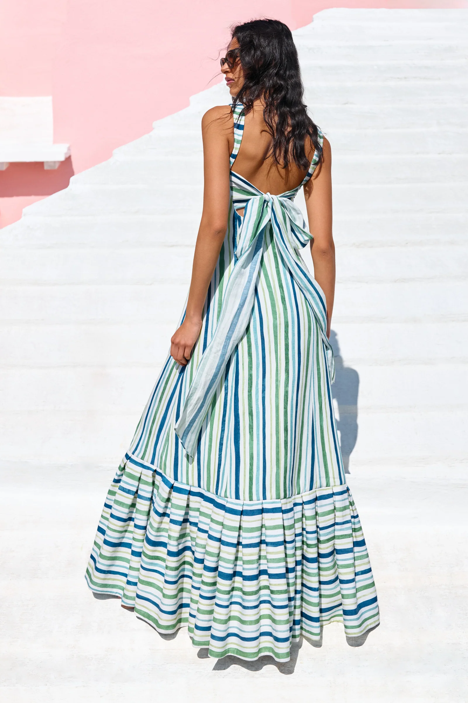 MARGARET STRIPED TIE BACK GOWN - Image 3