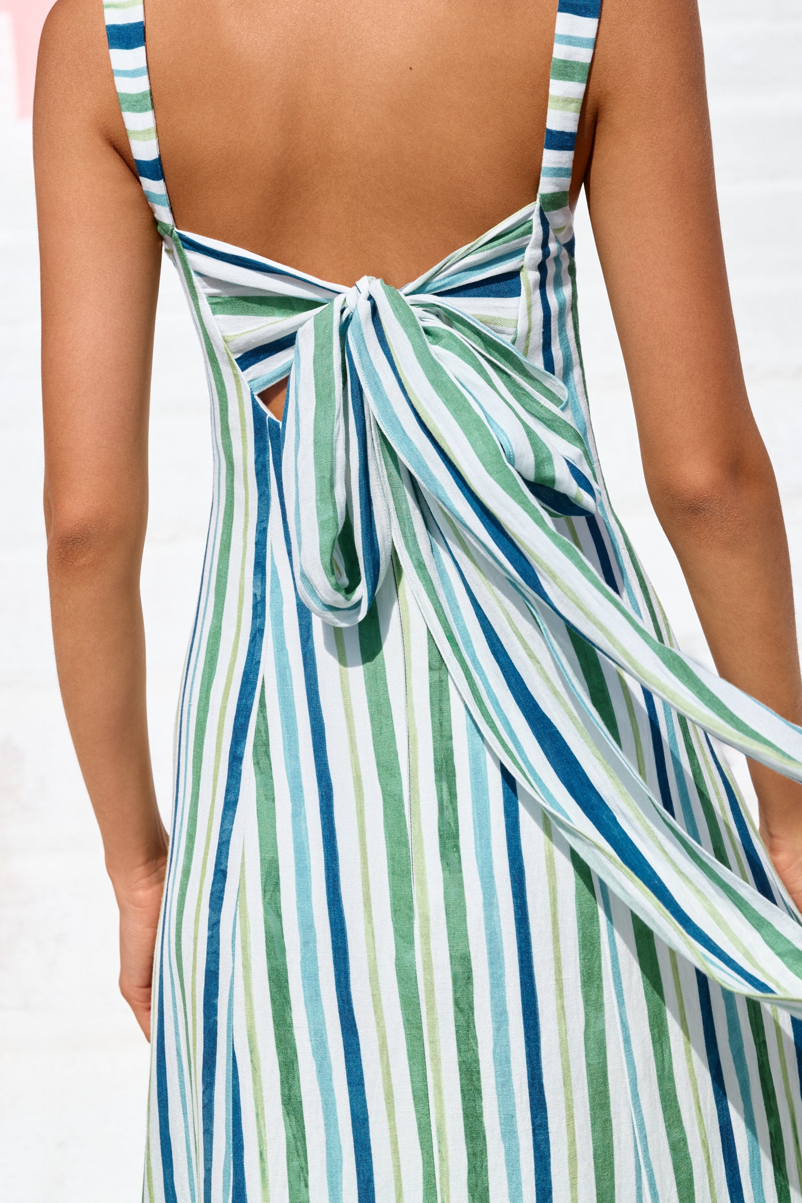 MARGARET STRIPED TIE BACK GOWN - Image 4