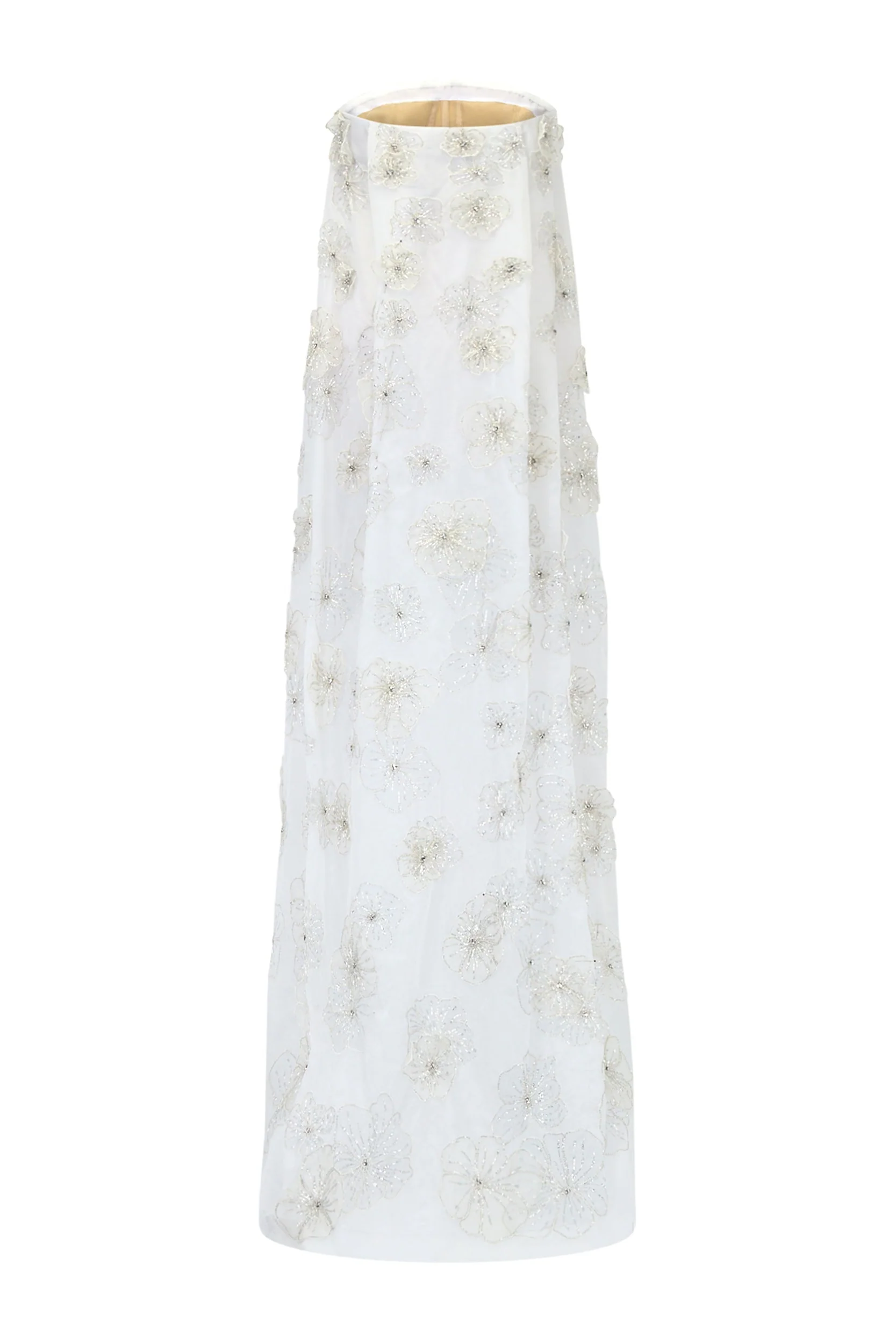 Skye Gown in White Organza With 3D Appliqué - Image 4