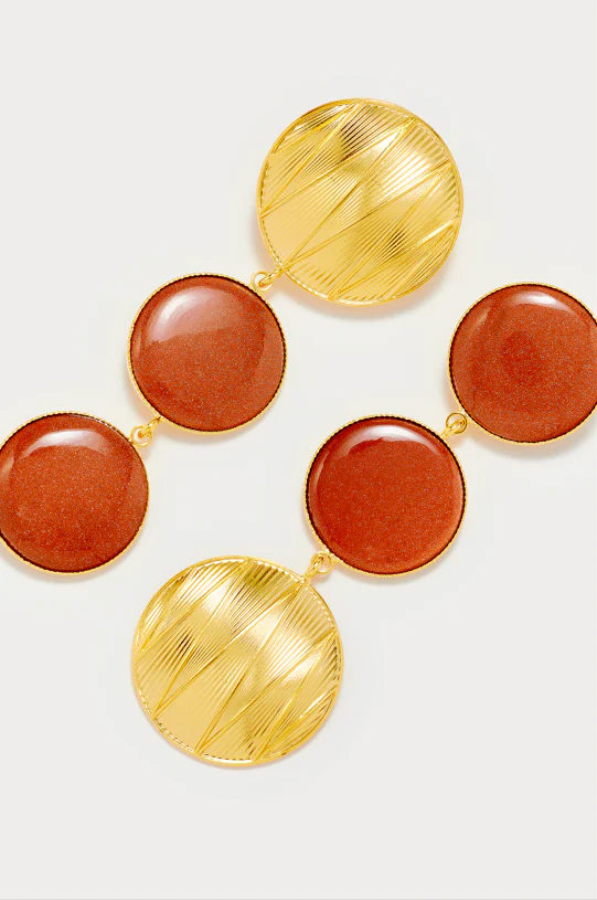 SONIA GEOMETRIC DOUBLE STONE GLITTERY BROWN - Image 4